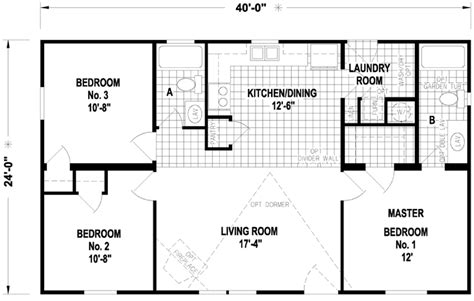 Oradell 24 X 40 960 sqft Mobile Home | Mobile home floor plans, House ...