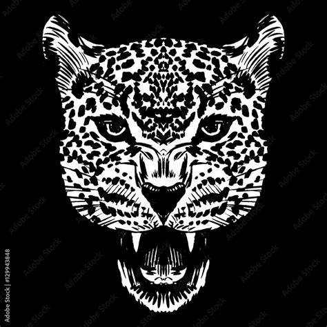 Leopard face tattoo ,Vector illustration, print Stock Vector | Adobe Stock