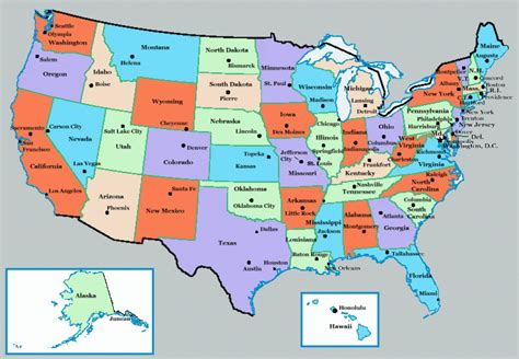 The Capitals Of The 50 Us States Printable Map Of The United States ...