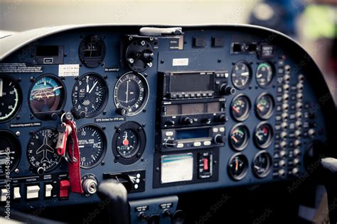 cockpit detail. Cockpit of a small aircraft Stock Photo | Adobe Stock