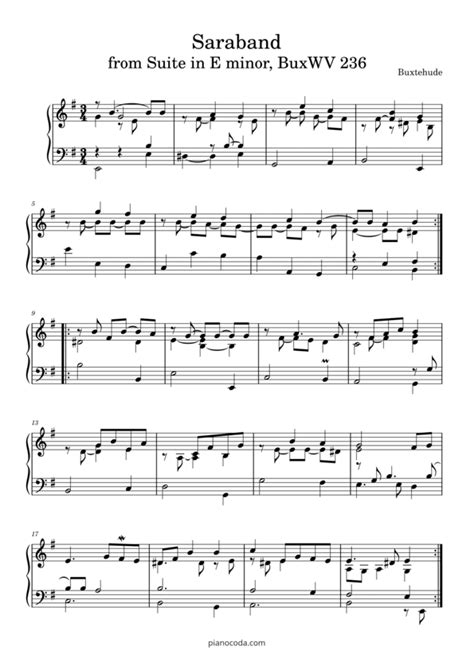 Sarabande in E minor BuxWV 236 Free PDF Sheet Music