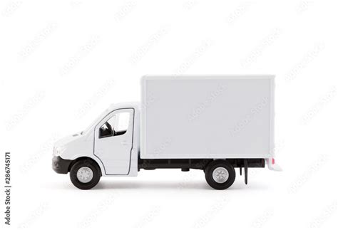 Cargo delivery truck side view on white background Stock Photo | Adobe ...