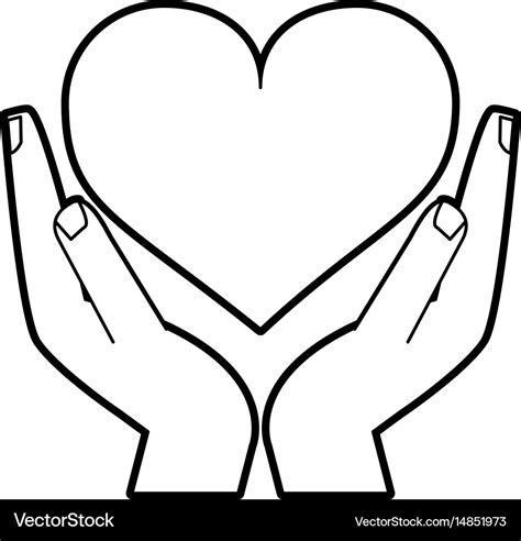 Sketch silhouette image hands holding a heart Vector Image