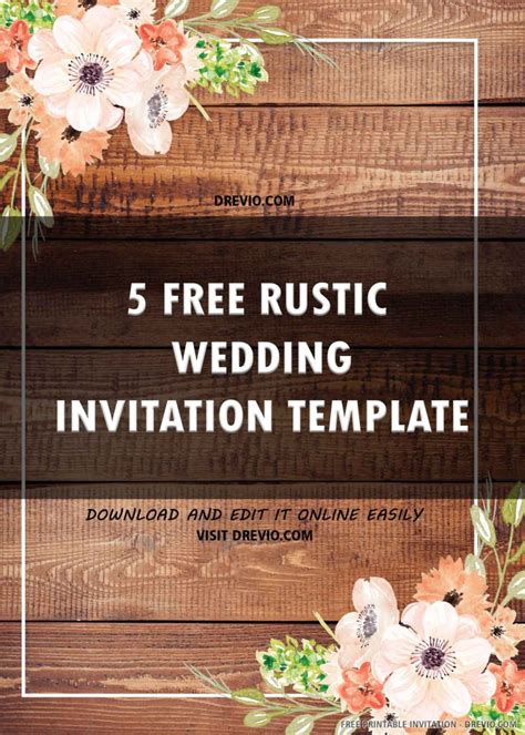 (FREE PRINTABLE) – Rustic Wedding Invitation Templates | Download ...