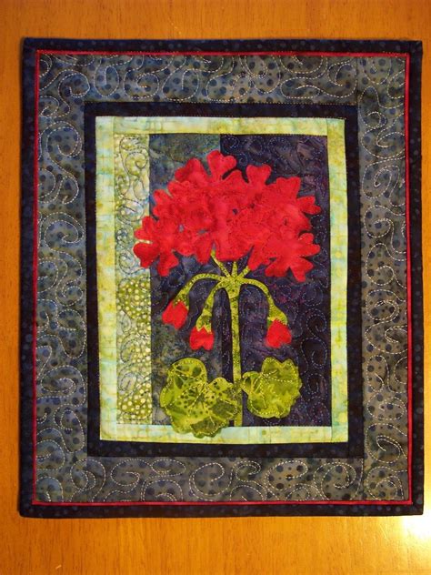 Geranium Wall Hanging Art Quilt Batik Applique | Etsy | Art quilts ...