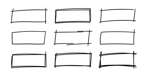 Hand drawn rectangle frames. Grungy scribble rectangle frames. Doodle ...