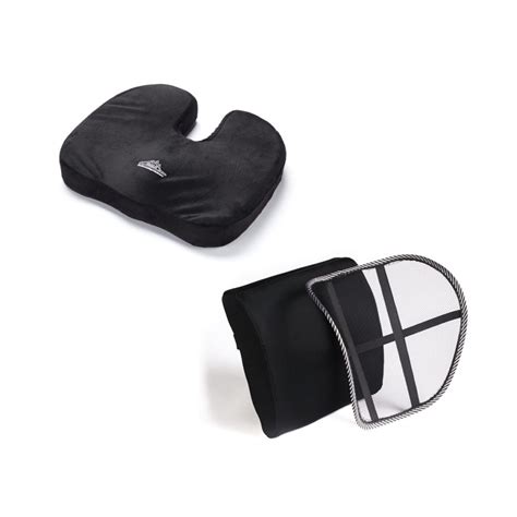 Orthopedic Memory Foam Seat Cushion and Lumbar Support Kit - Black ...