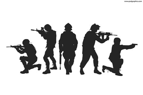 Silhouette soldier military army. Silhouettes vector png free library ...