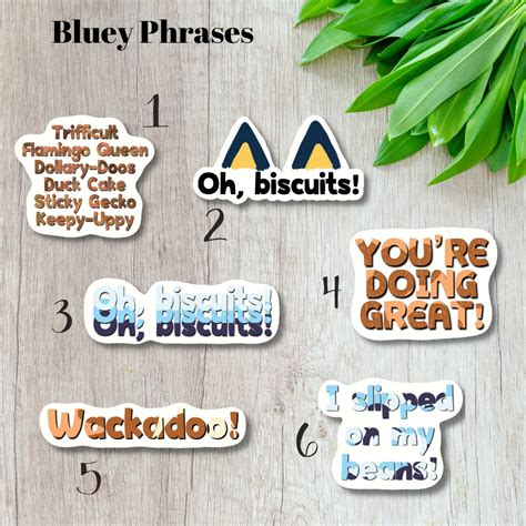 BLUEY PHRASES Water Resistant Vinyl Handmade Sticker - Etsy