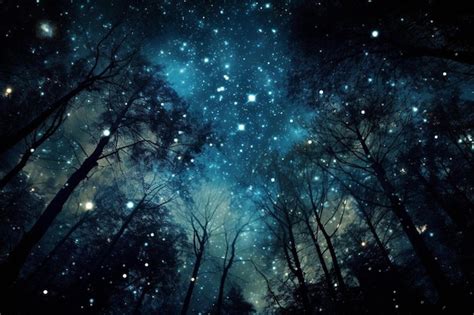 Premium AI Image | a forest with stars and a sky full of stars