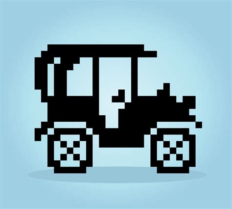 8 bit pixel classic car. means of transportation for game assets in ...