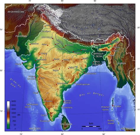 Marco Carnovale: Map of India, physical and political