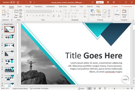 Animated Triangle Peeks Modern Design PowerPoint Template