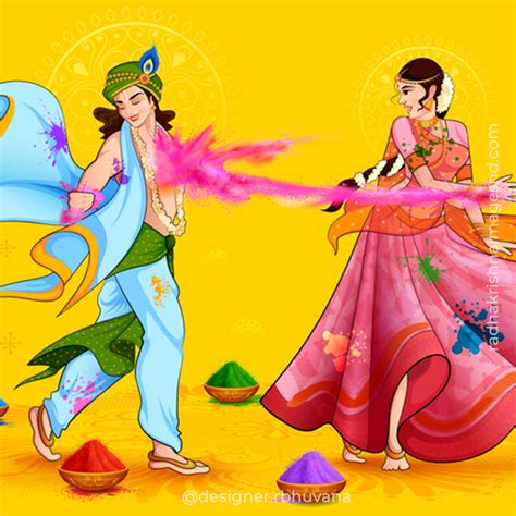 Radha Krishna Playing Holi Painting