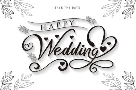 Premium Vector | Greeting of happy wedding lettering design