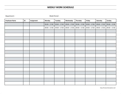 Free Printable Employee Work Schedule Template