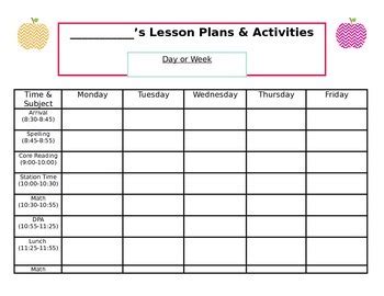 Blank Weekly Lesson Plan Templates Free - PRINTABLE TEMPLATES