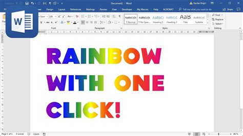 How to create Rainbow 🌈 Text in Microsoft Word with one click (Tutorial ...