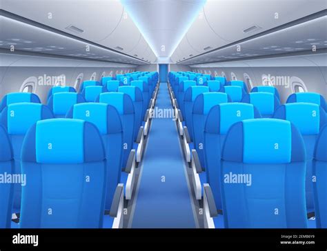 Plane or airplane cabin interior with seats and windows vector design ...