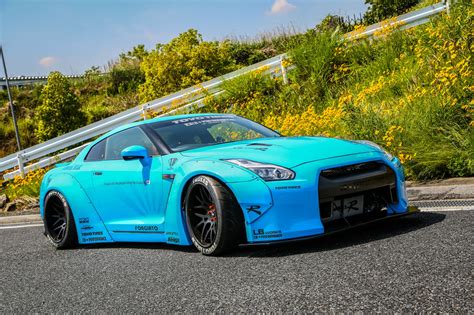 Liberty Walk Sky Blue Godzilla GT-R R35 With Armytrix Exhaust ...