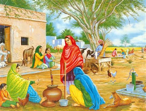 Village in Punjab | Village scene drawing, Art village, Village drawing