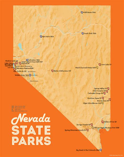 Nevada State Parks Map 11x14 Print - Best Maps Ever