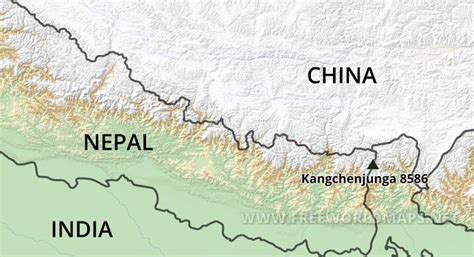 Kangchenjunga map - by Freeworldmaps.net