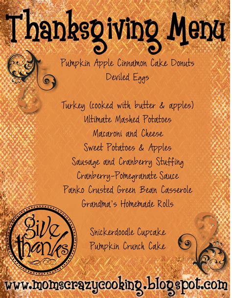 MOMS CRAZY COOKING: Thanksgiving Turkey Treats & My Thanksgiving Day Menu