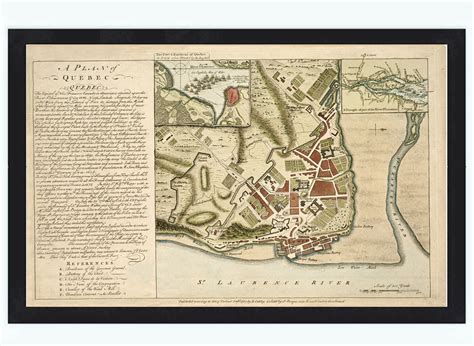 Old Map of Quebec City Canada 1759 Vintage Map Wall Map Print - VINTAGE ...