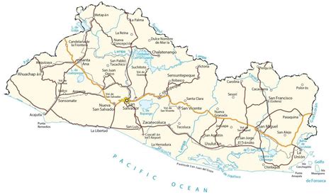 El Salvador Map - Cities and Roads - GIS Geography