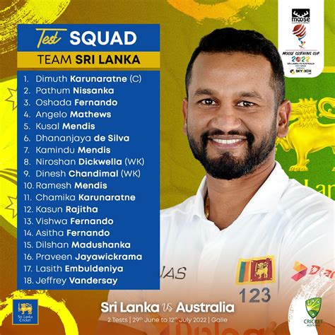 Sri Lanka Cricket 🇱🇰 on Twitter: "Sri Lanka Test Squad for Australia ...