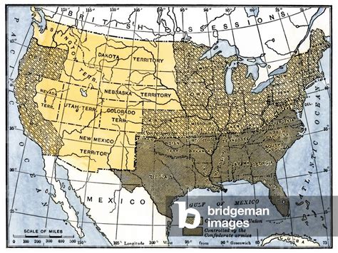 Image of American Civil War, 1861-1865: Map showing the territories ...