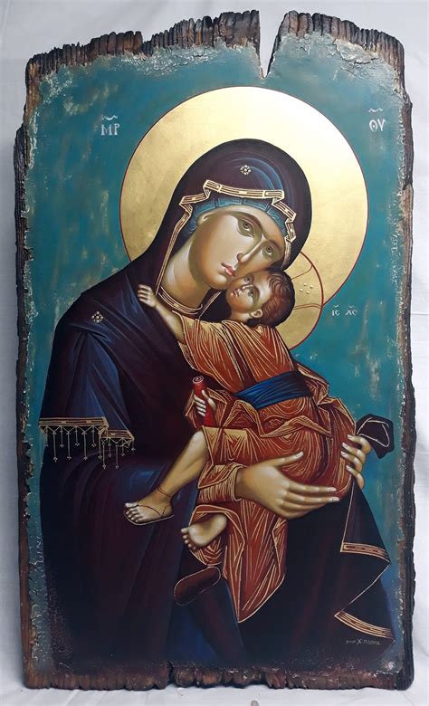 Orthodox Hand-painted Icon of Virgin Mary With a Child Jesus Christ ...