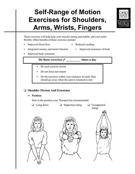 Self-Range of Motion Exercises for Shoulders, Arms, Wrists, Fingers