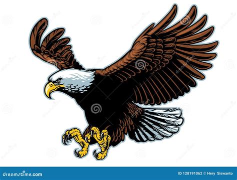 Bald Eagle Flying Vector Silhouette Illustration Isolated On White ...