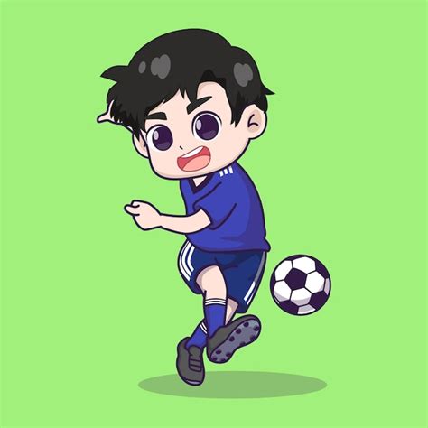 Premium Vector | Boy playing soccer cartoon vector icon illustration