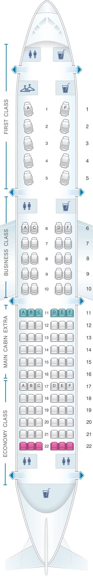 Seat Map American Airlines Airbus A321 Transcontinental | SeatMaestro