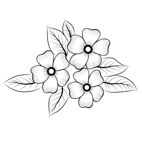 Free Vector line art and hand drawing flower art black and white flat ...