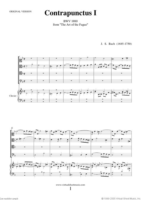 Bach - The Art of the Fugue, BWV 1080 - Contrapunctus I sheet music for ...