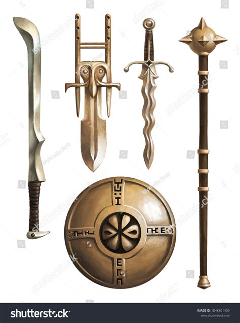 Collection Ancient Weapons Fantasy Set Stock Illustration 1048801409 ...