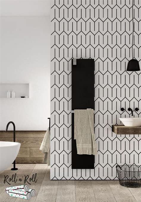 Geometric Pattern Wallpaper Black and White Minimalist - Etsy ...