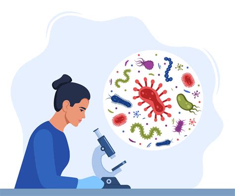 Woman Scientist, microbiology researcher with microscope ...