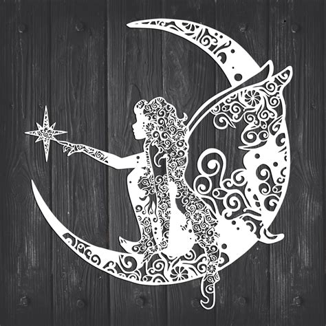 Fairy And Moon Mandala – FortunaSVG | Moon mandala, Mandala svg, Cricut ...