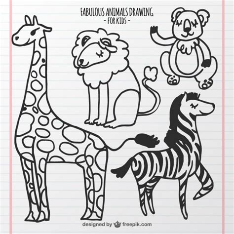 Premium Vector | Set of animals drawing for kids