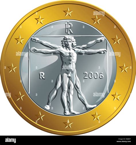 Italian money gold coin euro with the image of Vitruvian Man by ...