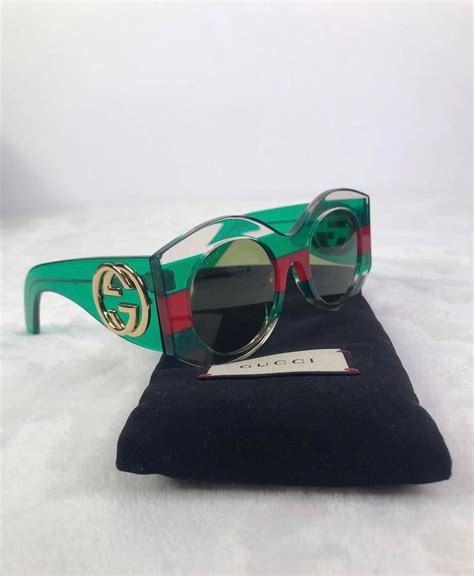 Gucci Gucci Green & Red Round Web Sunglasses