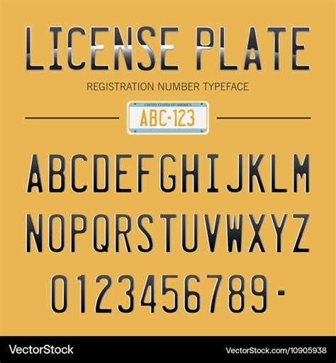 Modern license plate font for registration numbers