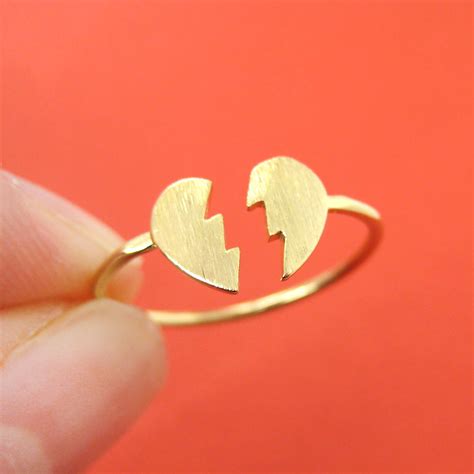 Heart Shaped Jigsaw Puzzle Broken Heart Adjustable Ring in Gold ...