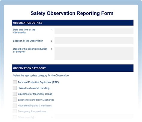 Safety Observation Report Template (Free) - Word, PDF, and Excel ...