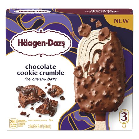 Haagen Dazs Chocolate Cookie Crumble Ice Cream Bars, 3 Count - Walmart.com